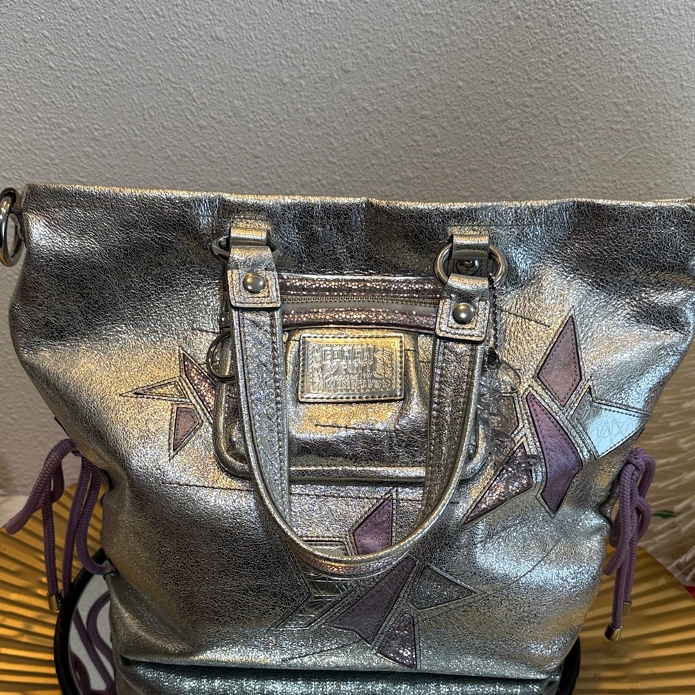Silver and Purple Designer Tote Bag